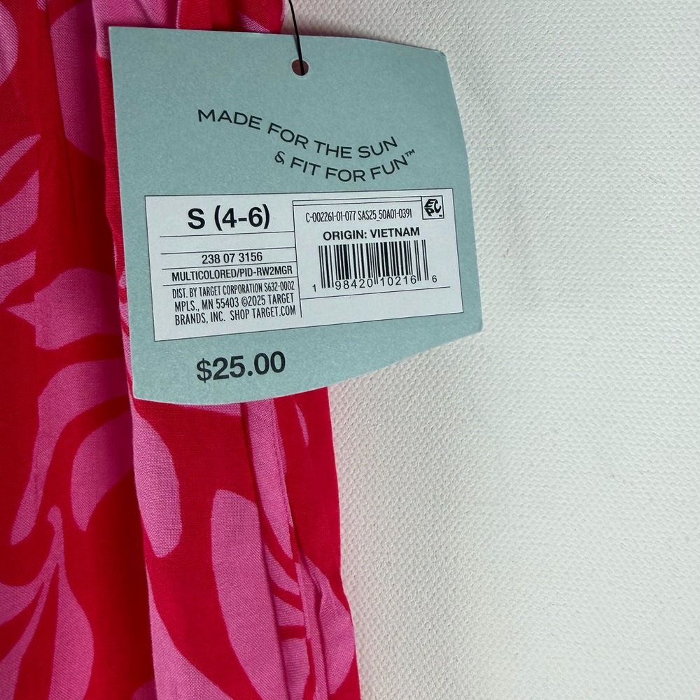 SHADE & SHORE NWT ruffle wait cover up pants -red/pink -small - Picture 7 of 9